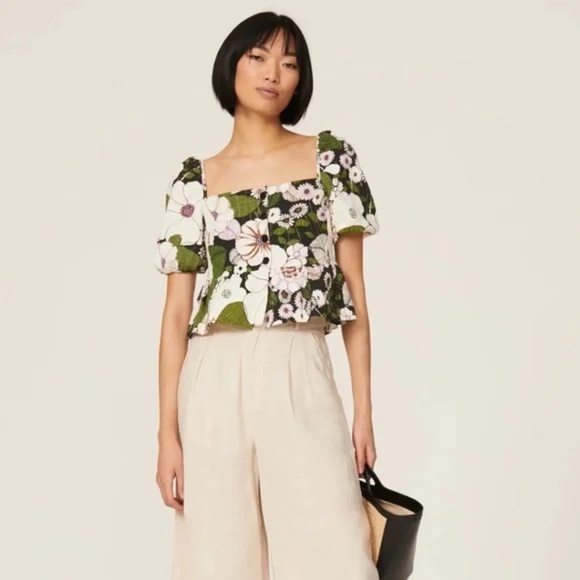 Maje Loflower Puff Sleeve Top Size 2/M - Picture 1 of 8